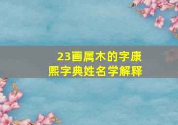 23画属木的字康熙字典姓名学解释