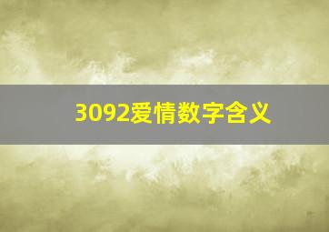 3092爱情数字含义