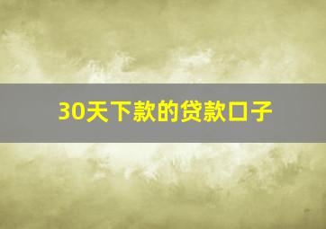 30天下款的贷款口子