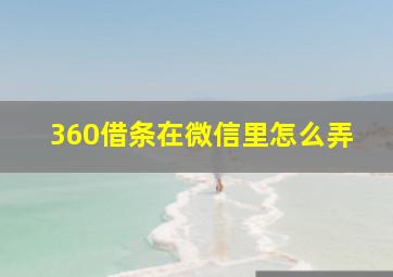 360借条在微信里怎么弄