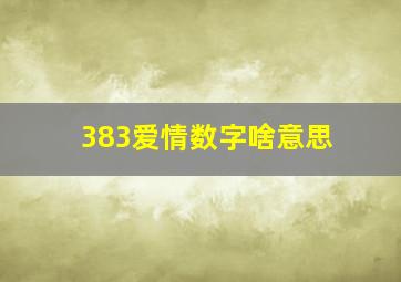 383爱情数字啥意思