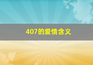 407的爱情含义