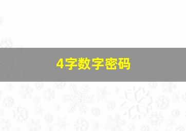 4字数字密码