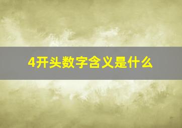 4开头数字含义是什么