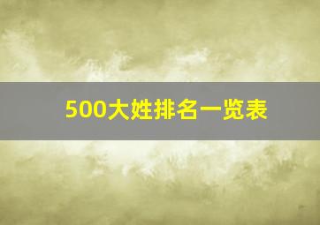 500大姓排名一览表