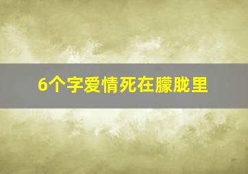 6个字爱情死在朦胧里