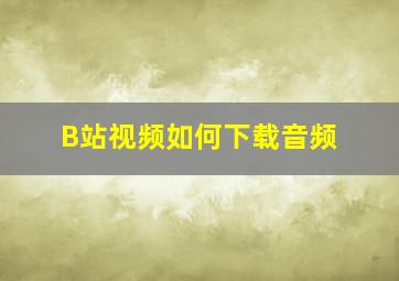 B站视频如何下载音频