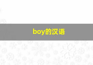 boy的汉语