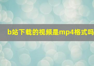 b站下载的视频是mp4格式吗