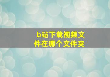 b站下载视频文件在哪个文件夹