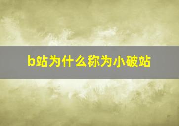 b站为什么称为小破站