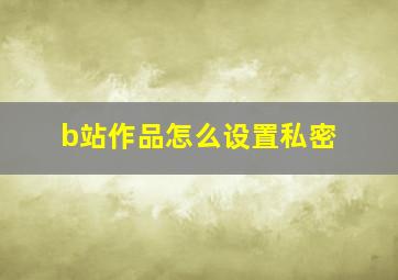 b站作品怎么设置私密