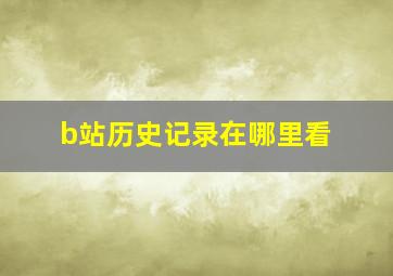 b站历史记录在哪里看