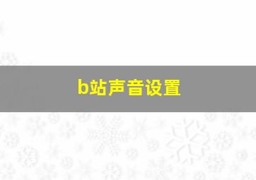 b站声音设置