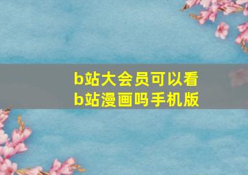 b站大会员可以看b站漫画吗手机版