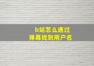 b站怎么通过弹幕找到用户名