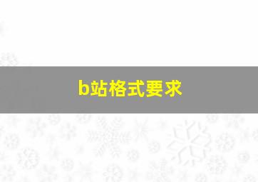 b站格式要求