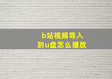 b站视频导入到u盘怎么播放