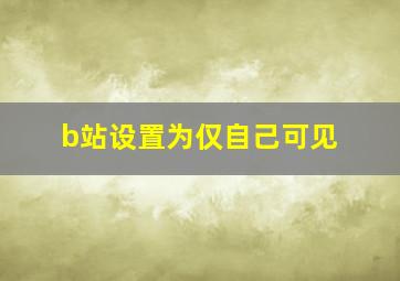 b站设置为仅自己可见