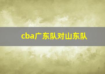 cba广东队对山东队