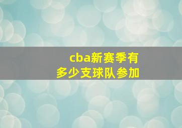 cba新赛季有多少支球队参加