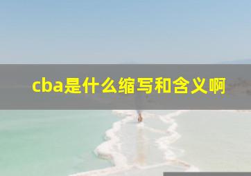 cba是什么缩写和含义啊