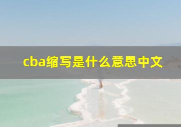 cba缩写是什么意思中文