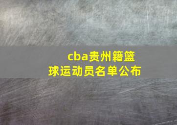 cba贵州籍篮球运动员名单公布