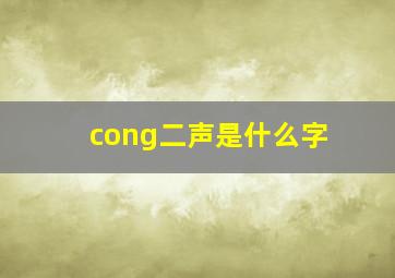 cong二声是什么字