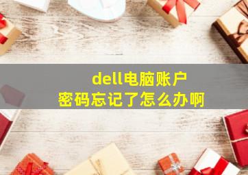 dell电脑账户密码忘记了怎么办啊