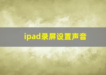 ipad录屏设置声音