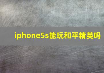 iphone5s能玩和平精英吗