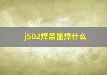 j502焊条能焊什么