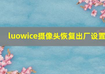 luowice摄像头恢复出厂设置