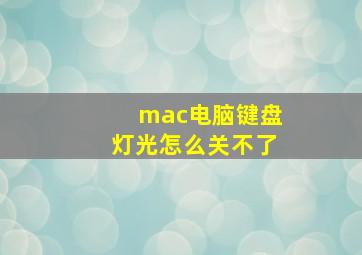 mac电脑键盘灯光怎么关不了