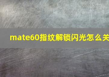 mate60指纹解锁闪光怎么关