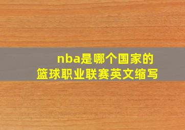 nba是哪个国家的篮球职业联赛英文缩写