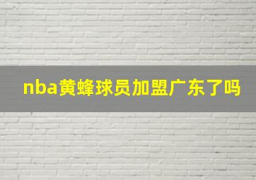 nba黄蜂球员加盟广东了吗