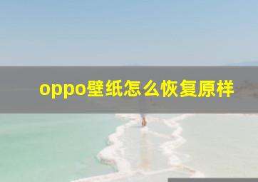 oppo壁纸怎么恢复原样