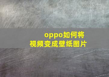 oppo如何将视频变成壁纸图片