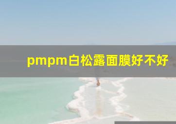 pmpm白松露面膜好不好