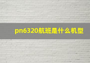 pn6320航班是什么机型