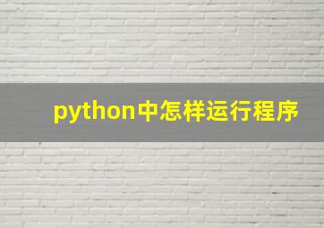 python中怎样运行程序