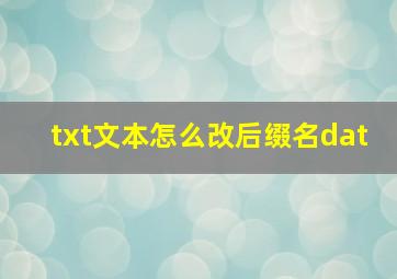 txt文本怎么改后缀名dat