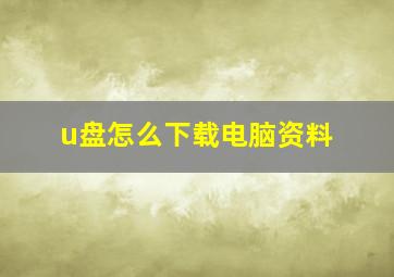 u盘怎么下载电脑资料