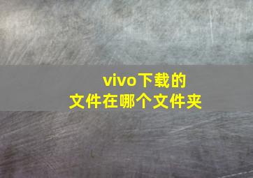 vivo下载的文件在哪个文件夹