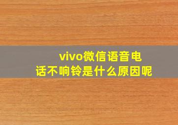 vivo微信语音电话不响铃是什么原因呢