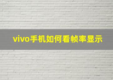 vivo手机如何看帧率显示