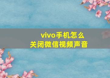 vivo手机怎么关闭微信视频声音