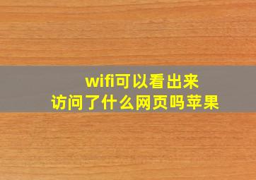 wifi可以看出来访问了什么网页吗苹果